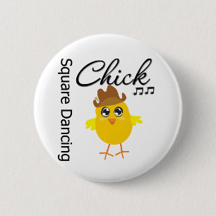 Square Dancing Chick 6 Cm Round Badge