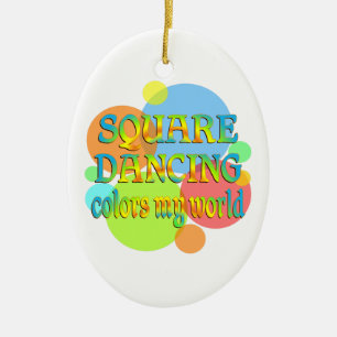 Square Dancing Colours My World Ceramic Tree Decoration