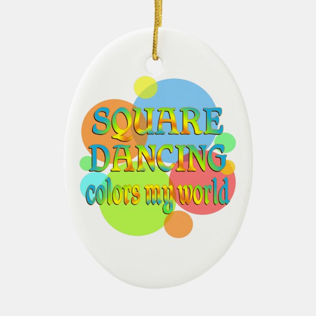 Square Dancing Colours My World Ceramic Tree Decoration (Front)