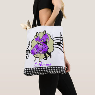 Square Dancing Couple in Purple (Add Name) Tote Bag