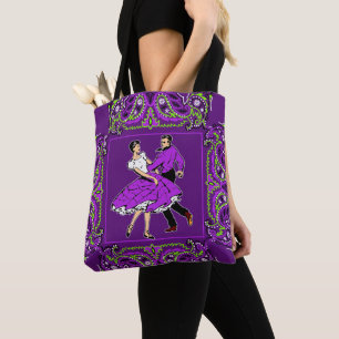 Square Dancing Couple Purple W/ Bandanna Tote Bag