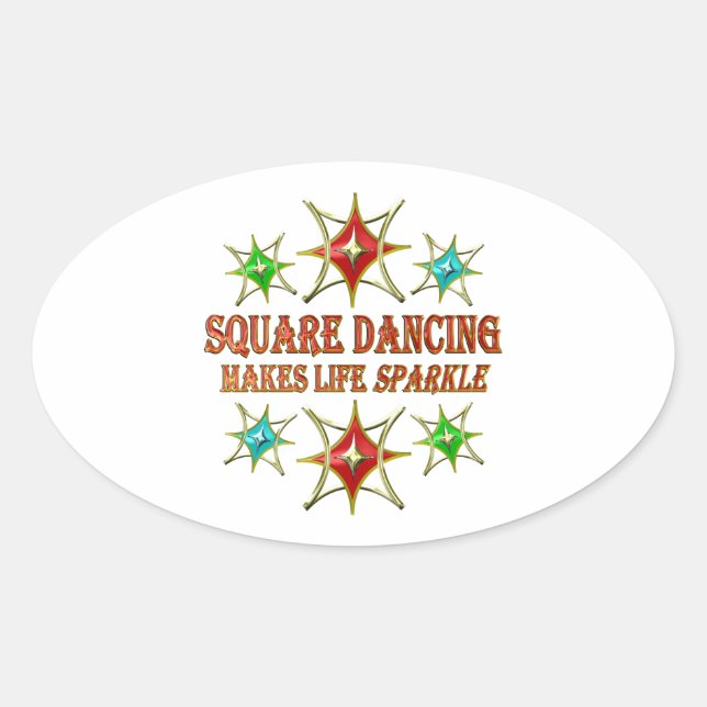 SQUARE DANCING FANCY STARS OVAL STICKER (Front)