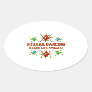 SQUARE DANCING FANCY STARS OVAL STICKER