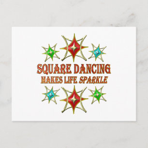 SQUARE DANCING FANCY STARS POSTCARD