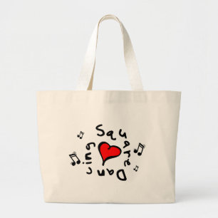 Square Dancing I Heart-Love Gift Large Tote Bag
