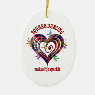 Square Dancing Sparkles Ceramic Tree Decoration