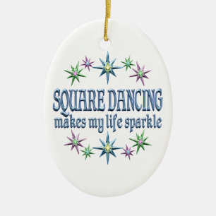 Square Dancing Sparkles Ceramic Tree Decoration
