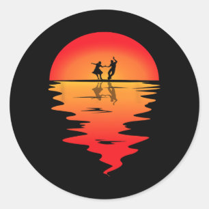 Square Dancing Sunset Square Dancer Vintage Square Classic Round Sticker