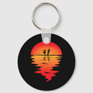 Square Dancing Sunset Square Dancer Vintage Square Key Ring