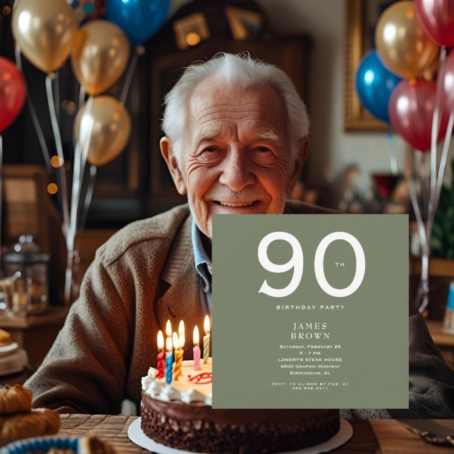 Square Dark Sage 90th Birthday Party  (Creator Uploaded)