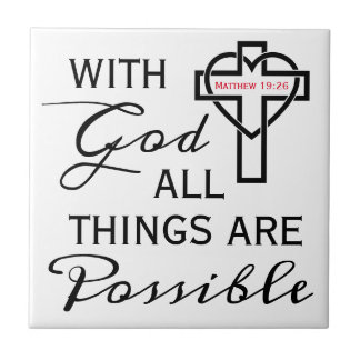 Square Decorative B&W With God Matthew Scripture Tile