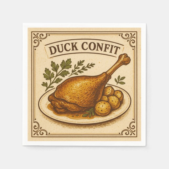 Square Design (Duck Confit, Retro Style) Napkin (Front)
