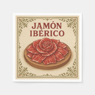 Square  Design (Jamón Ibérico, Retro Style) Napkin