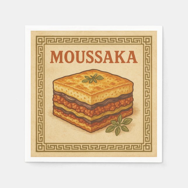 Square  Design Moussaka, Greek Style 2026 Napkin (Front)