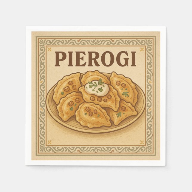 Square Design (Pierogi, Retro Style) Napkin (Front)