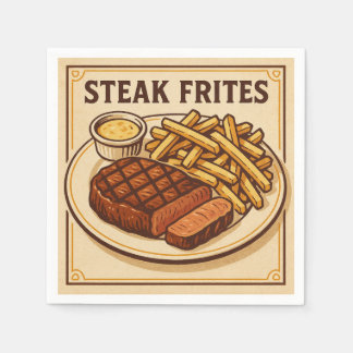 Square  Design (Steak Frites, Retro Style) Napkin