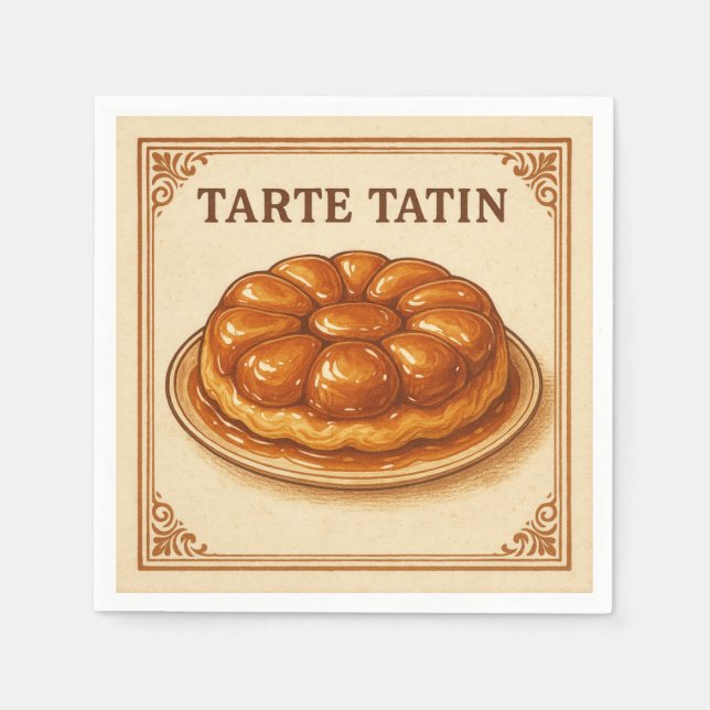 Square  Design (Tarte Tatin, Retro Style) Napkin (Front)