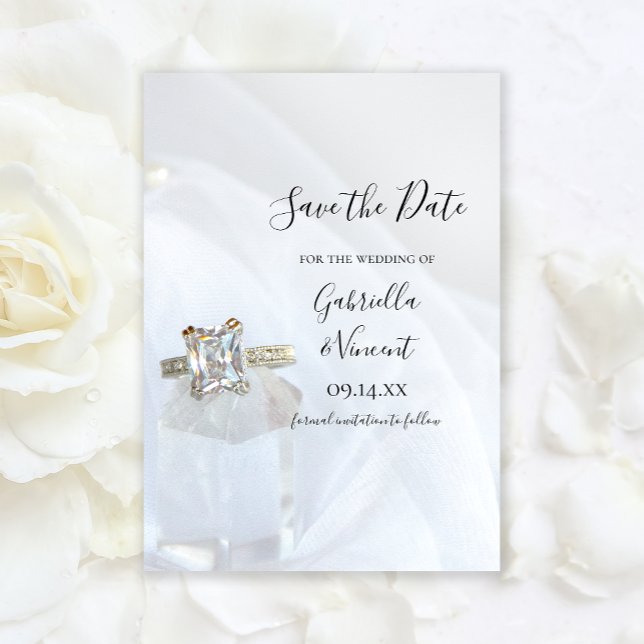 Square Diamond Ring Crystal Wedding Save the Date (Creator Uploaded)