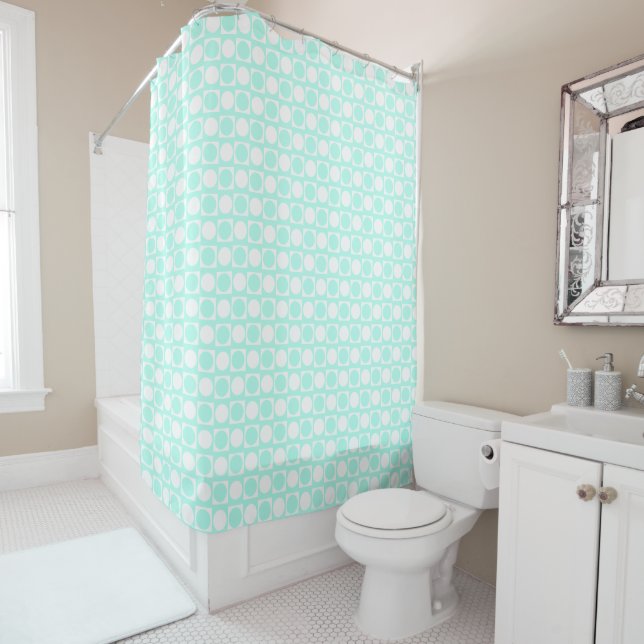 Square Dot Custom Pattern Shower Curtain (In Situ)