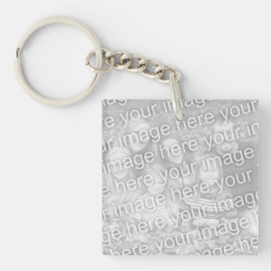 Square double sided photo keychain   two pictures