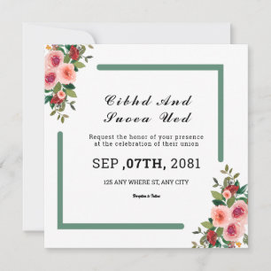 Square Double Sided Wedding Invitation Card