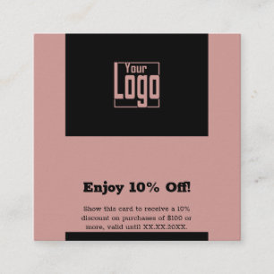 Square Dual-Tone Pink & Black Hairstylist 10% Off  Discount Card