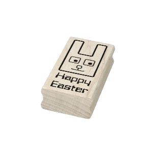 Square Easter Bunny Rubber Stamp