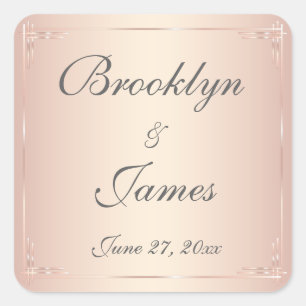 Square Elegant Blush Wedding Stickers