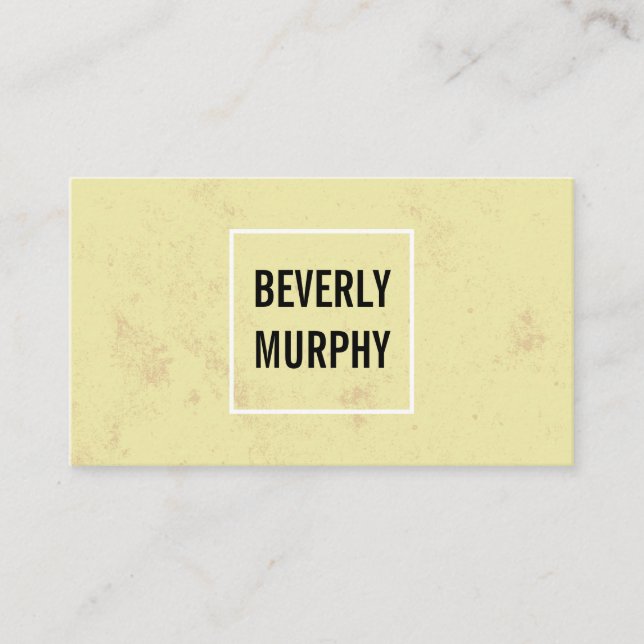 Square Embellishment and Texture Yellow Business Card (Front)