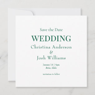Square Emerald Green Wedding Save the Date Invitation