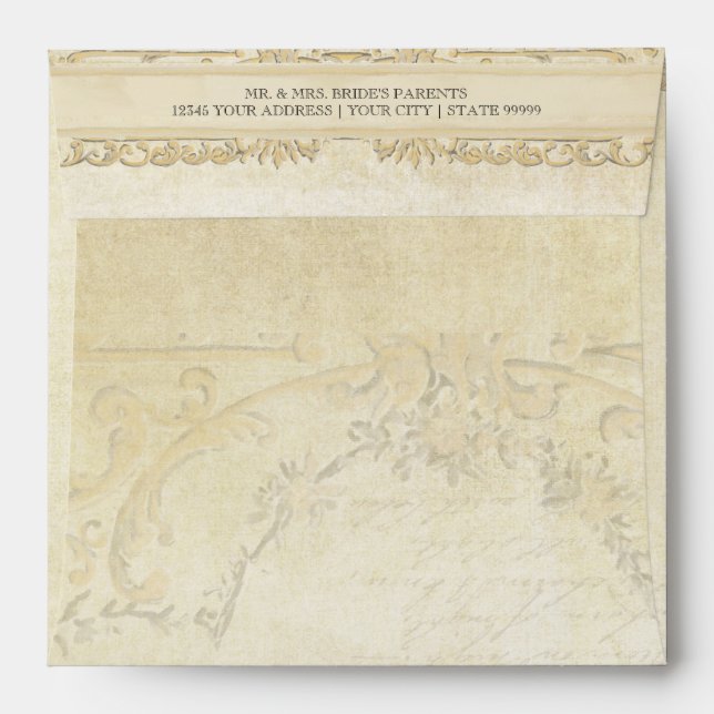 Square Envelope Paris Parchment Elegant Wedding (Back (Top Flap))