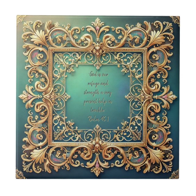 Square Filigree Frame Customisable Bible Verses  Tile (Front)