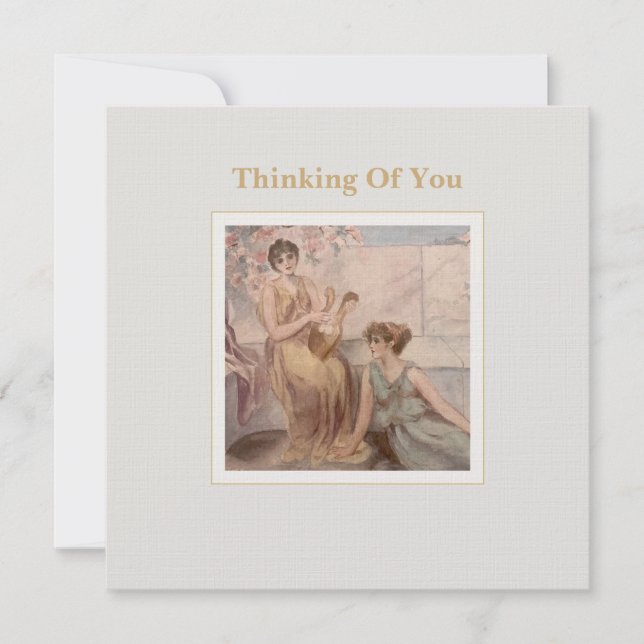 Square Flat Greeting Card | Classical Art Thinking (Front)