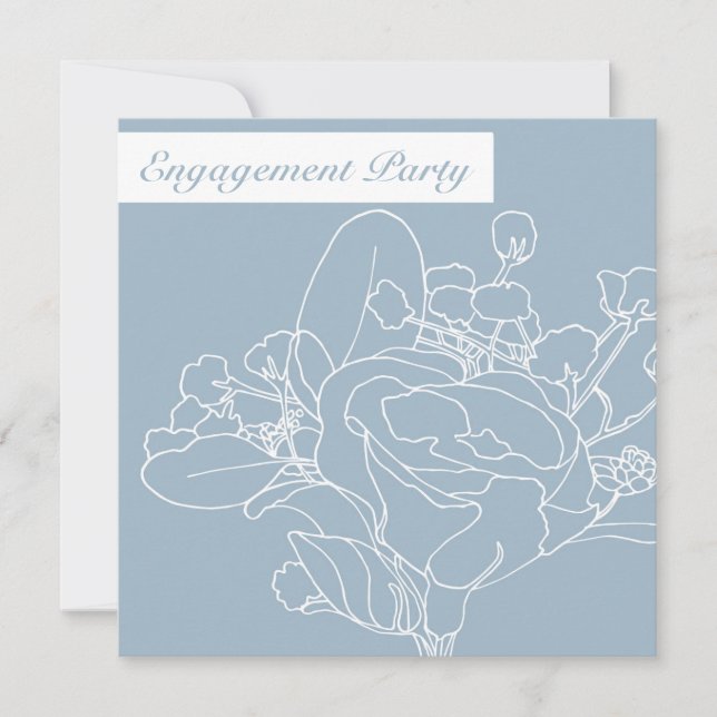 Square Floral Invitation (Diamond Blue) (Front)