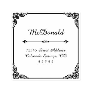 Square Flourish - Self-Inking Address Stamp