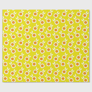square flowers yellow wrapping paper