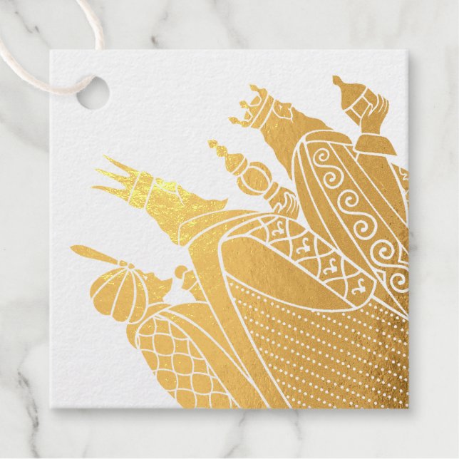 Square Foil Favour Tag - We Three Kings (Front)