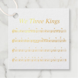 Square Foil Favour Tag We Three Kings Music Sheet