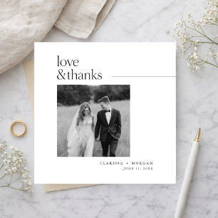 Square Formal Love and Thanks Wedding Photo Thank You Card