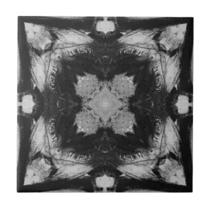 Square four pointed star grey black white charcoal tile