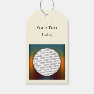 Square Frame colour I + your photo, text & back. Gift Tags