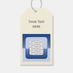 Square Frame coloured V + your photo, text & back. Gift Tags