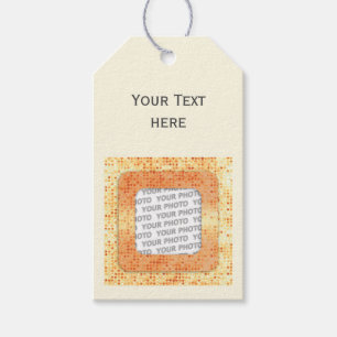 Square Frame dots I + your photo, text & back. Gift Tags
