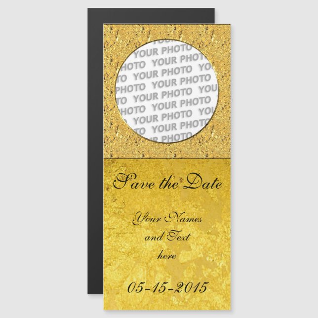 Square Frame gold leaf + your photos & ideas Magnetic Invitation (Front/Back)