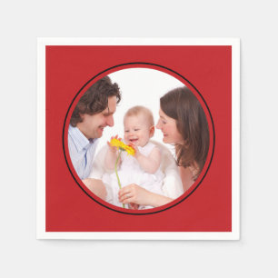 Square Frame red + your photos & ideas Napkin