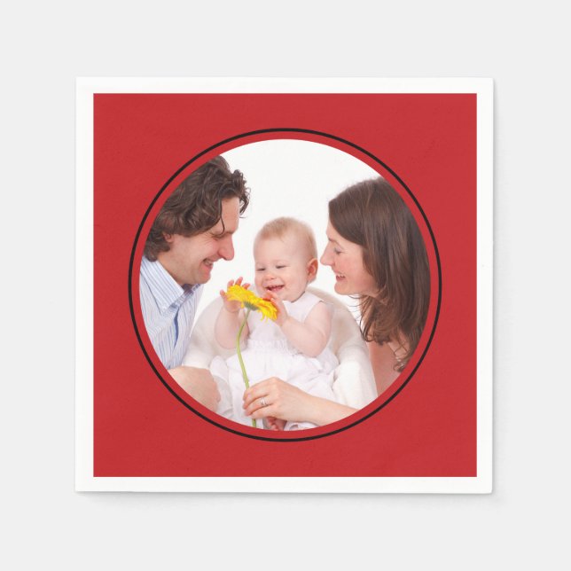 Square Frame red + your photos & ideas Napkin (Front)