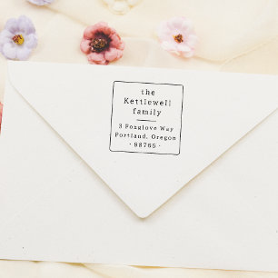 Square Frame Vintage Typography Return Address Self-inking Stamp