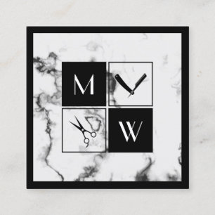 Square framed elegant barbers  square business car square business card