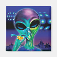 Square Fridge Magnet Alien take me to your Party