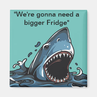 "Square fridge magnet with Great white shark